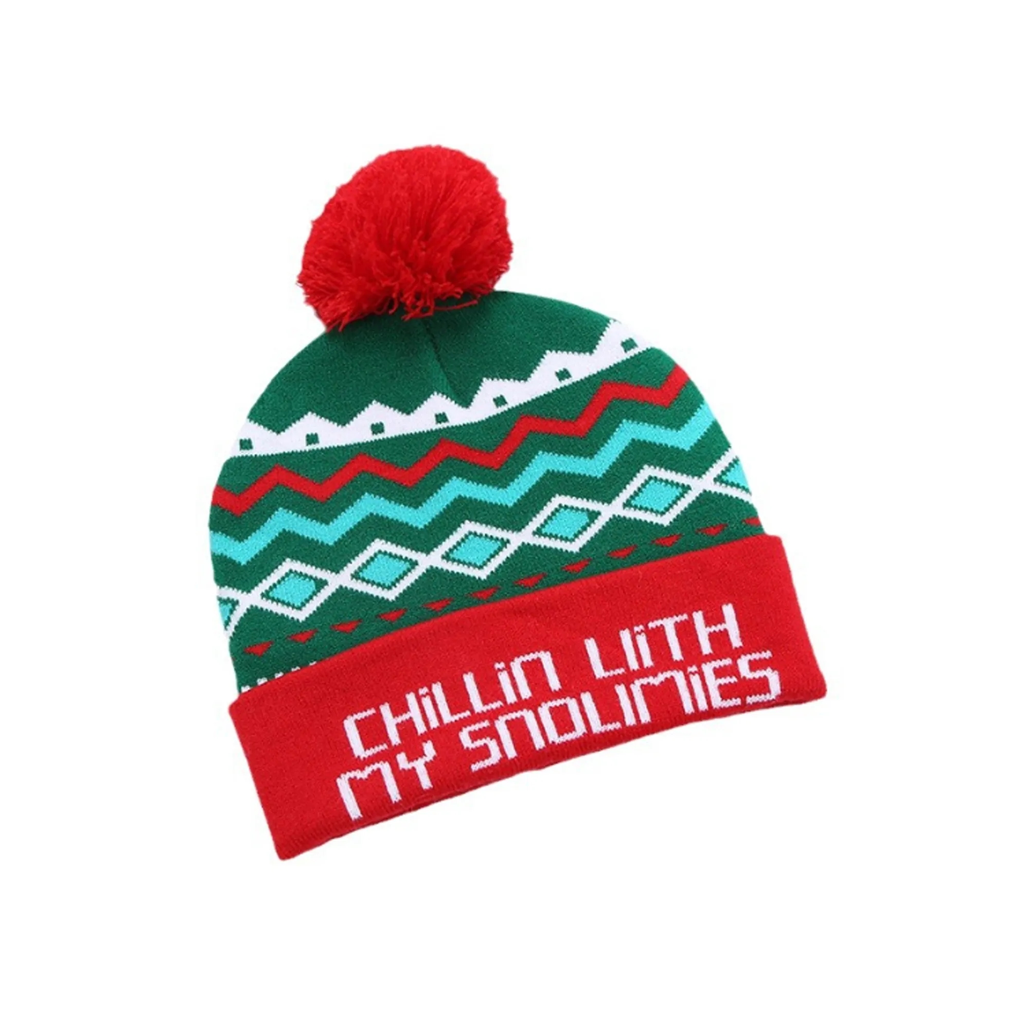 MOQ100 Party Christmas Knit Hat Plush Warm Beanie 5