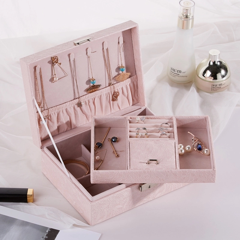 Custom Multi-Layer Jewelry Storage Organizer Box with Lock 3