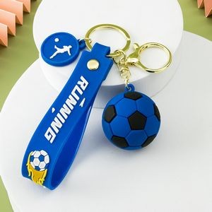 Vibrant 3D Goal Football PVC Keychain Ring 3
