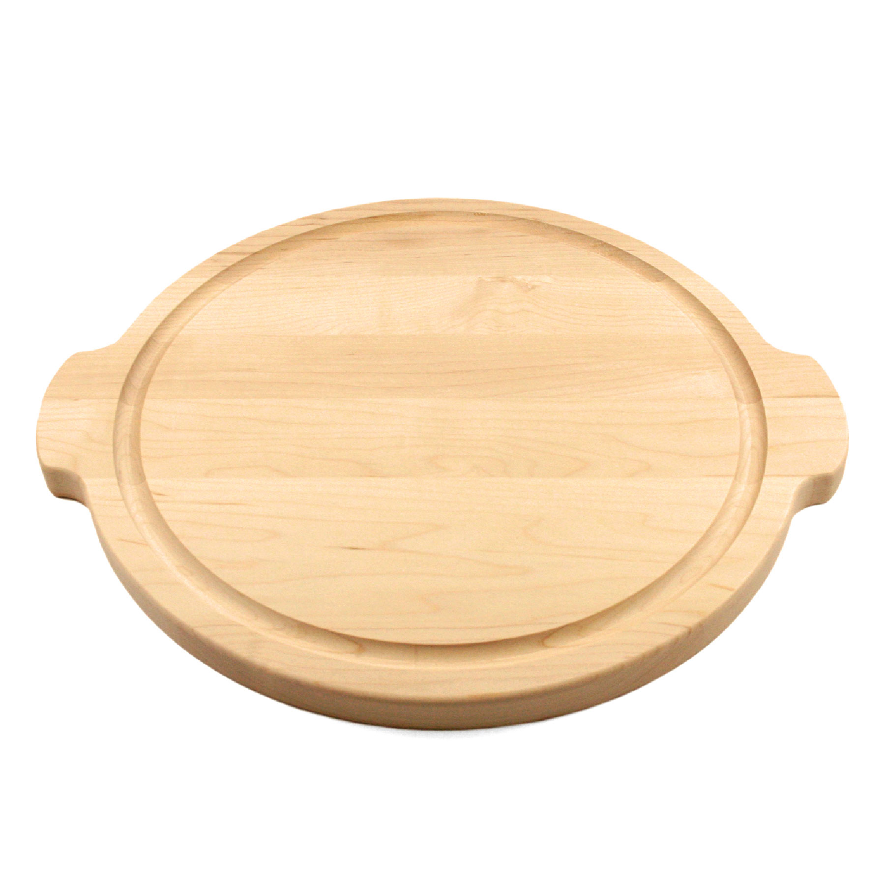 12" Maple Round Cutting Board w/ Juice Groove & Handles 3