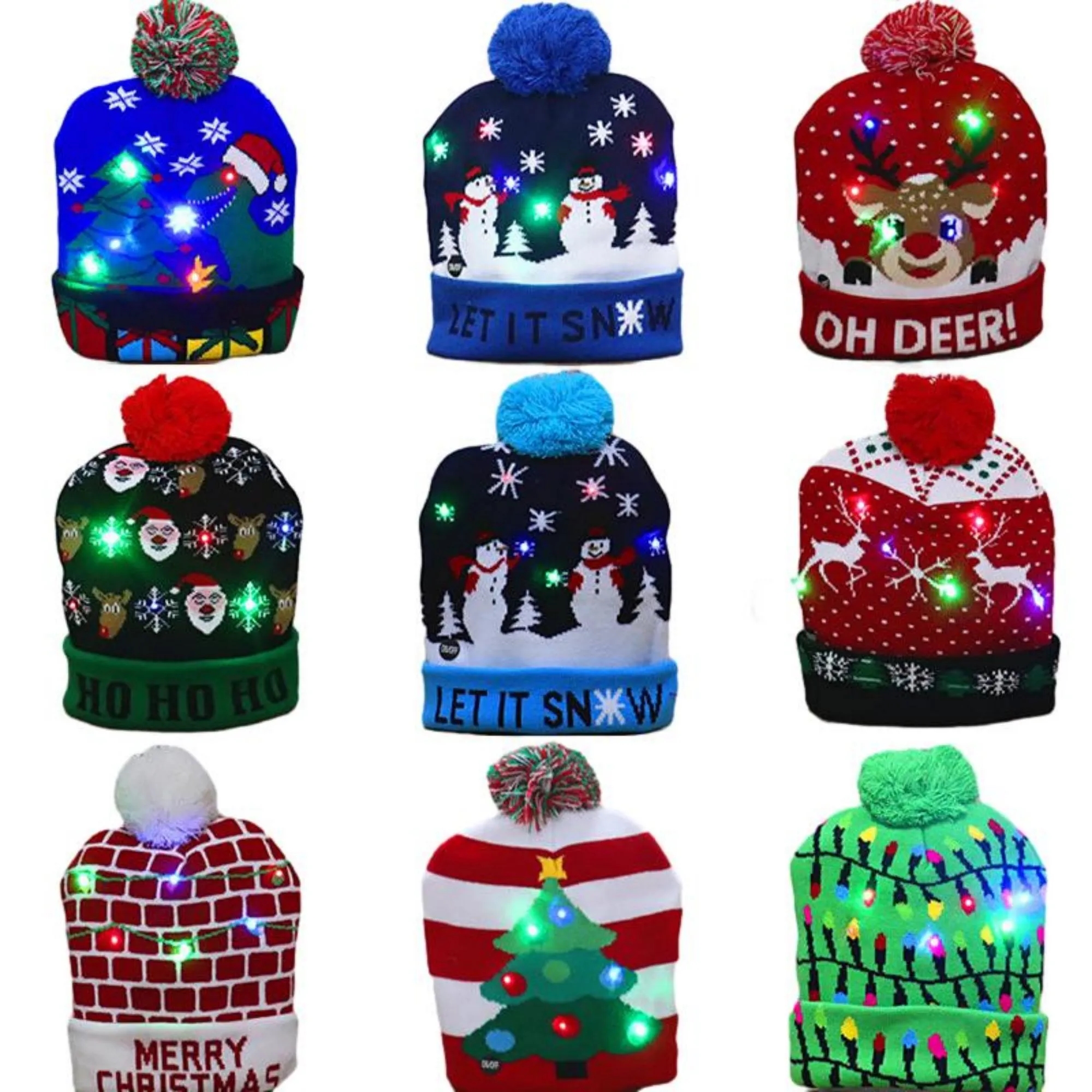 Birthday Christmas LED Lights Knitted Hat MOQ 100PCS 5