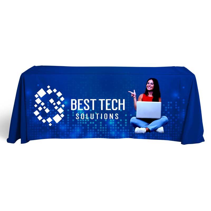 ECONOMY 8' Flat, 3 Sided Digital Front Panel Imprint Table Cover