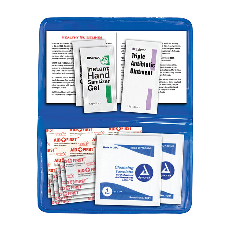 "Delilah" 12 Piece First Aid Kit In Colorful Vinyl Pouch 24
