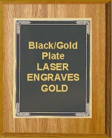 8" x 10" Oak Finish Plaque with a Black Marble Mist Plate 2