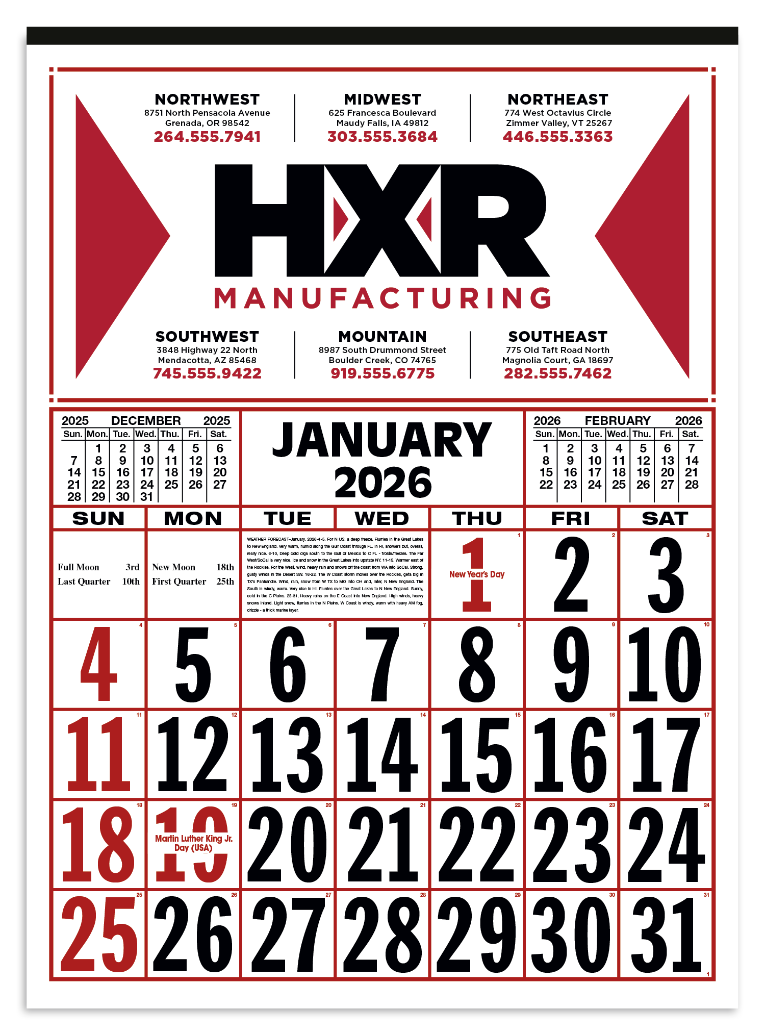 Skinner & Kennedy® Commercial 12-Sheet Calendar 14
