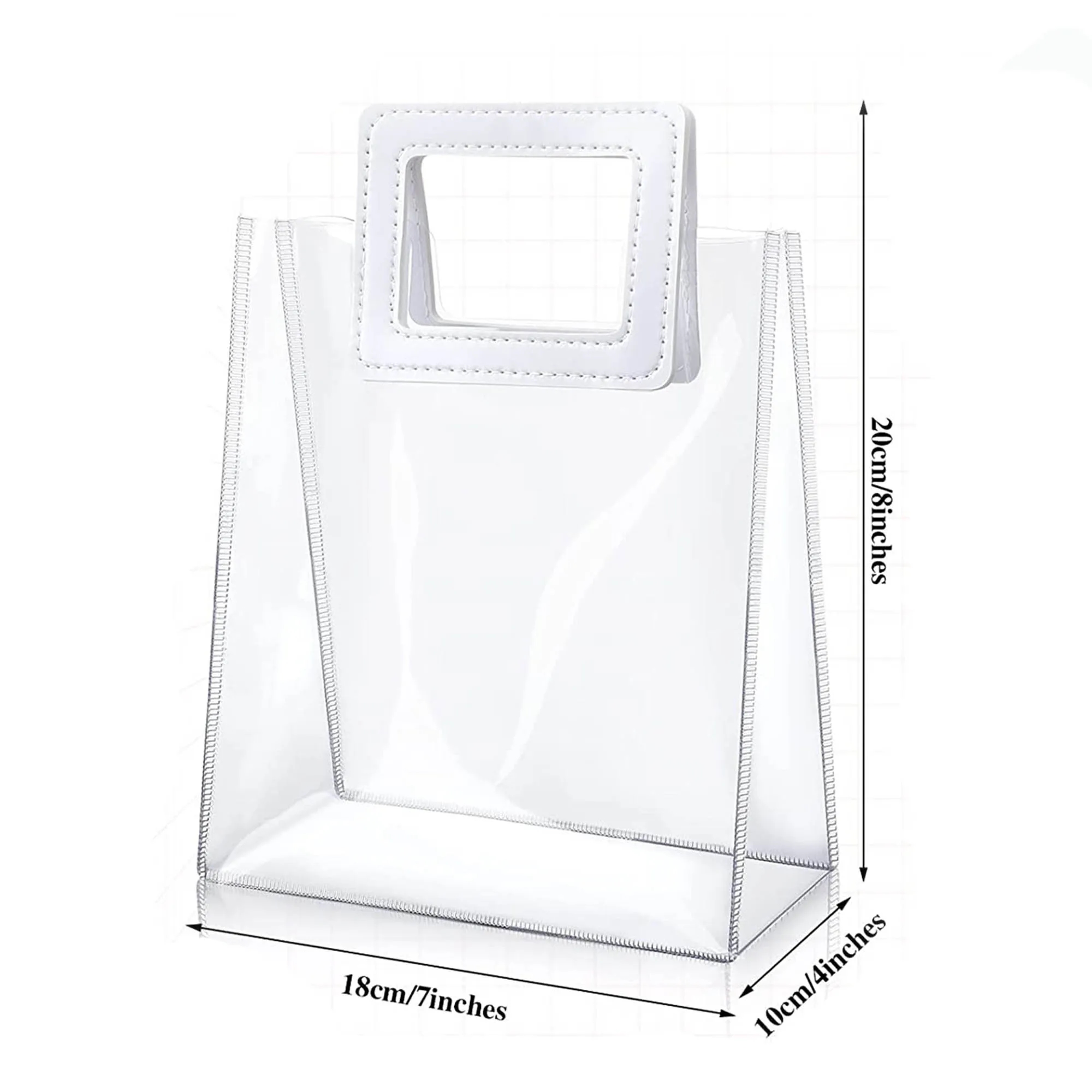 MOQ200 Clear PVC Tote Bag With White Handle 3