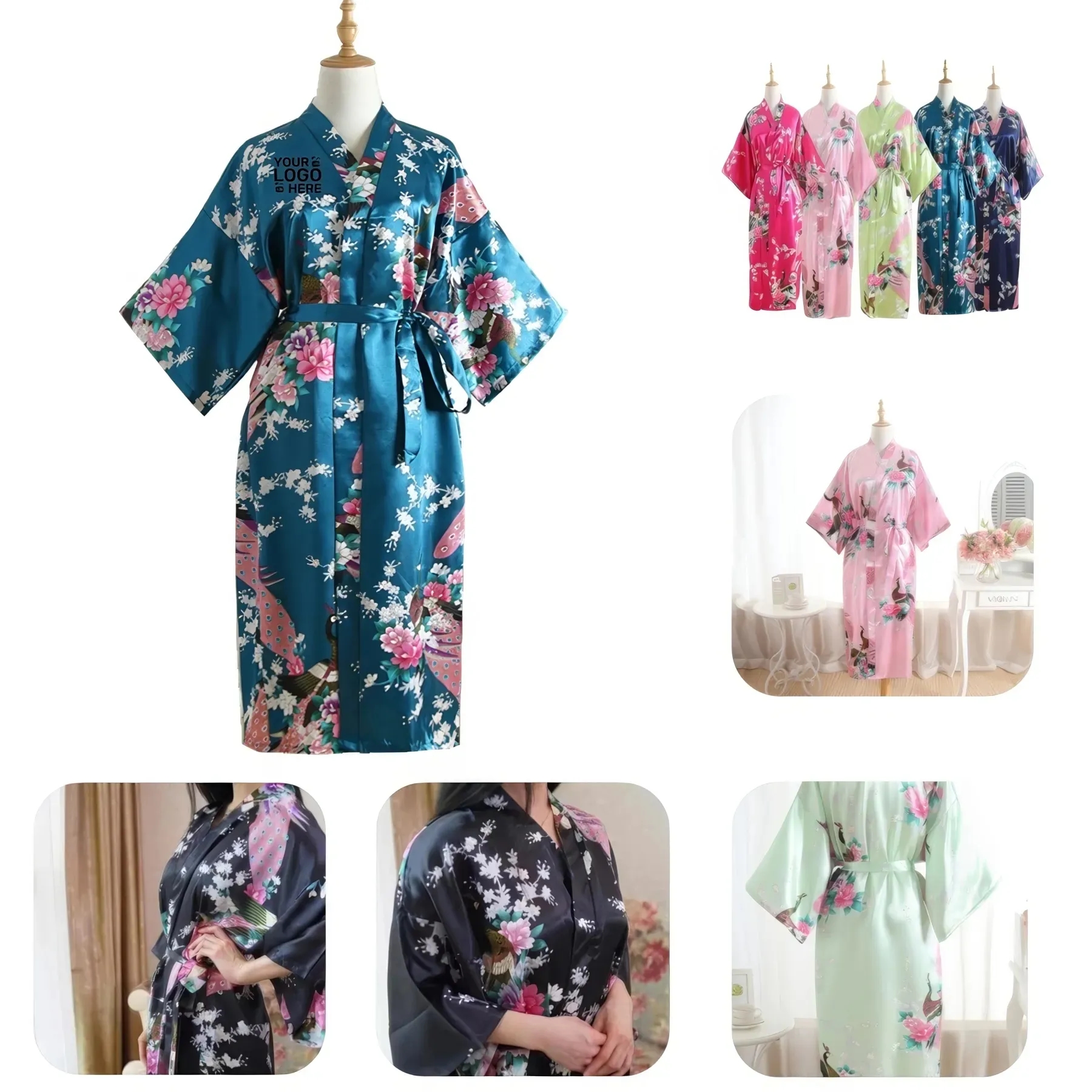 Summer Imitation Silk Bathrobe 2