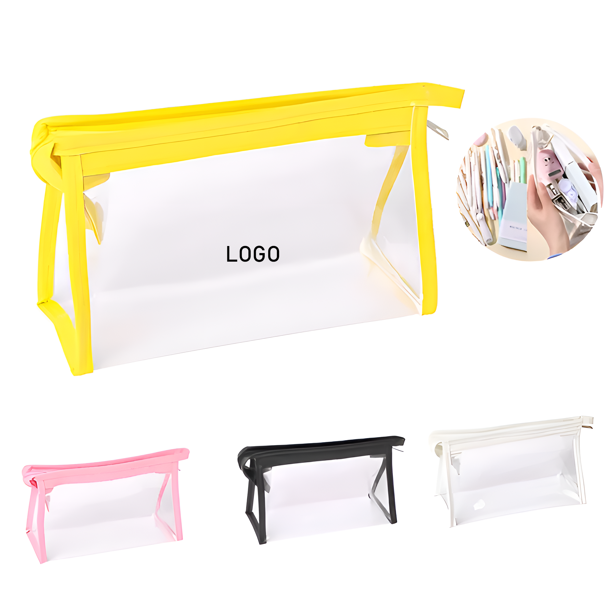 Transparent PVC Pencil Case Stationery Storage Bag 3
