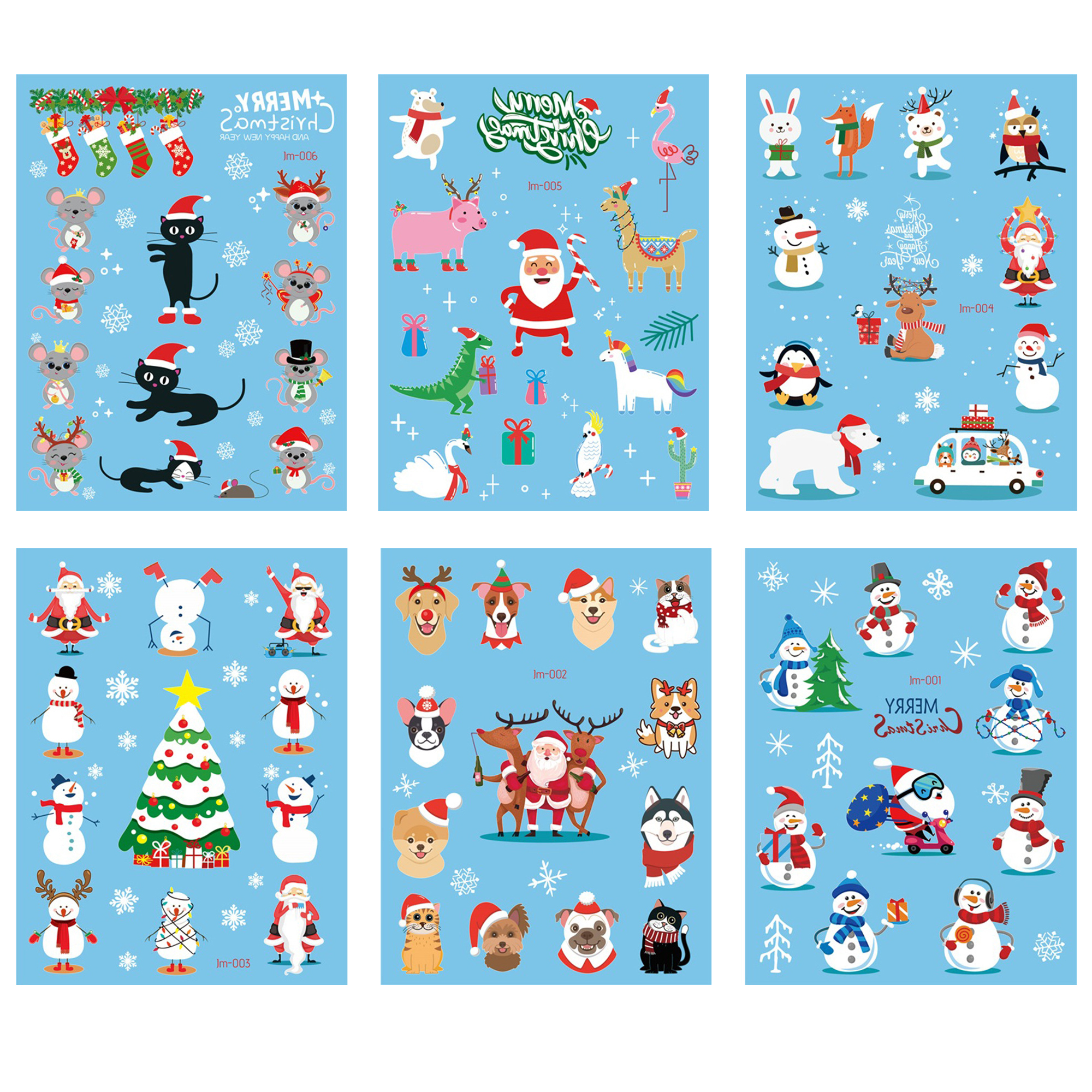 Christmas Cartoon Tattoo Sticker Sheet 5