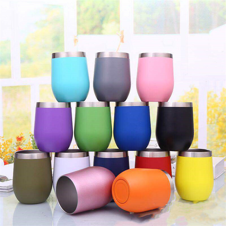 12oz Insulated Stainless Steel Wine Cup With Lid 2