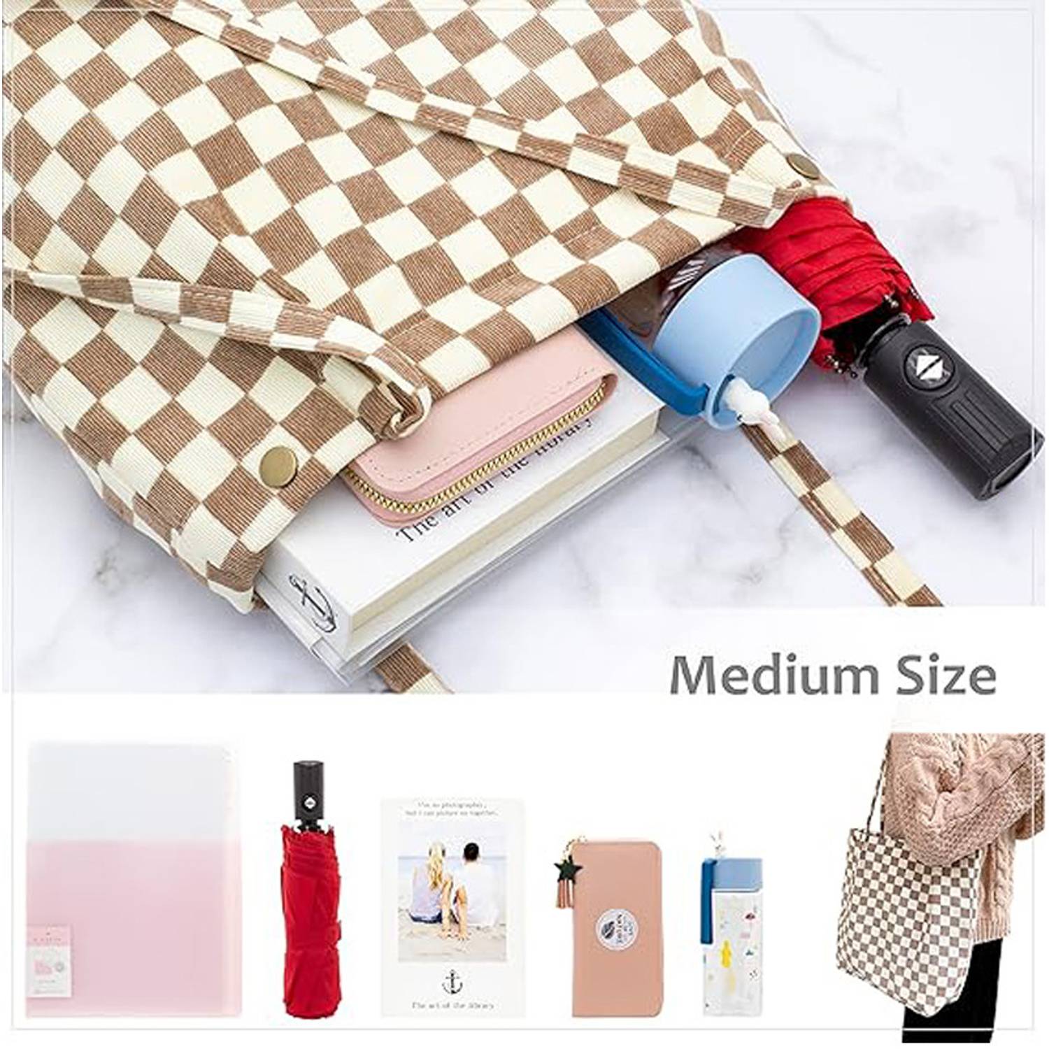 Women's Reusable Corduroy Tote Bags for Travel Shopping 3