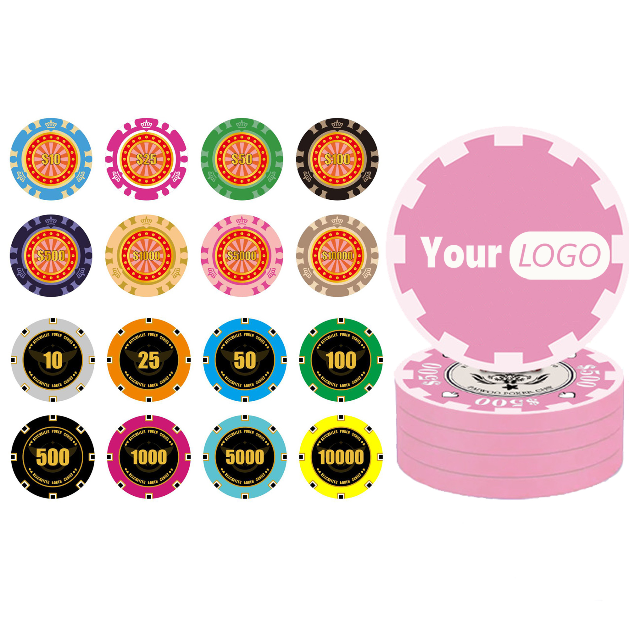 MOQ 50 Full Color Ceramic Poker Chips 3