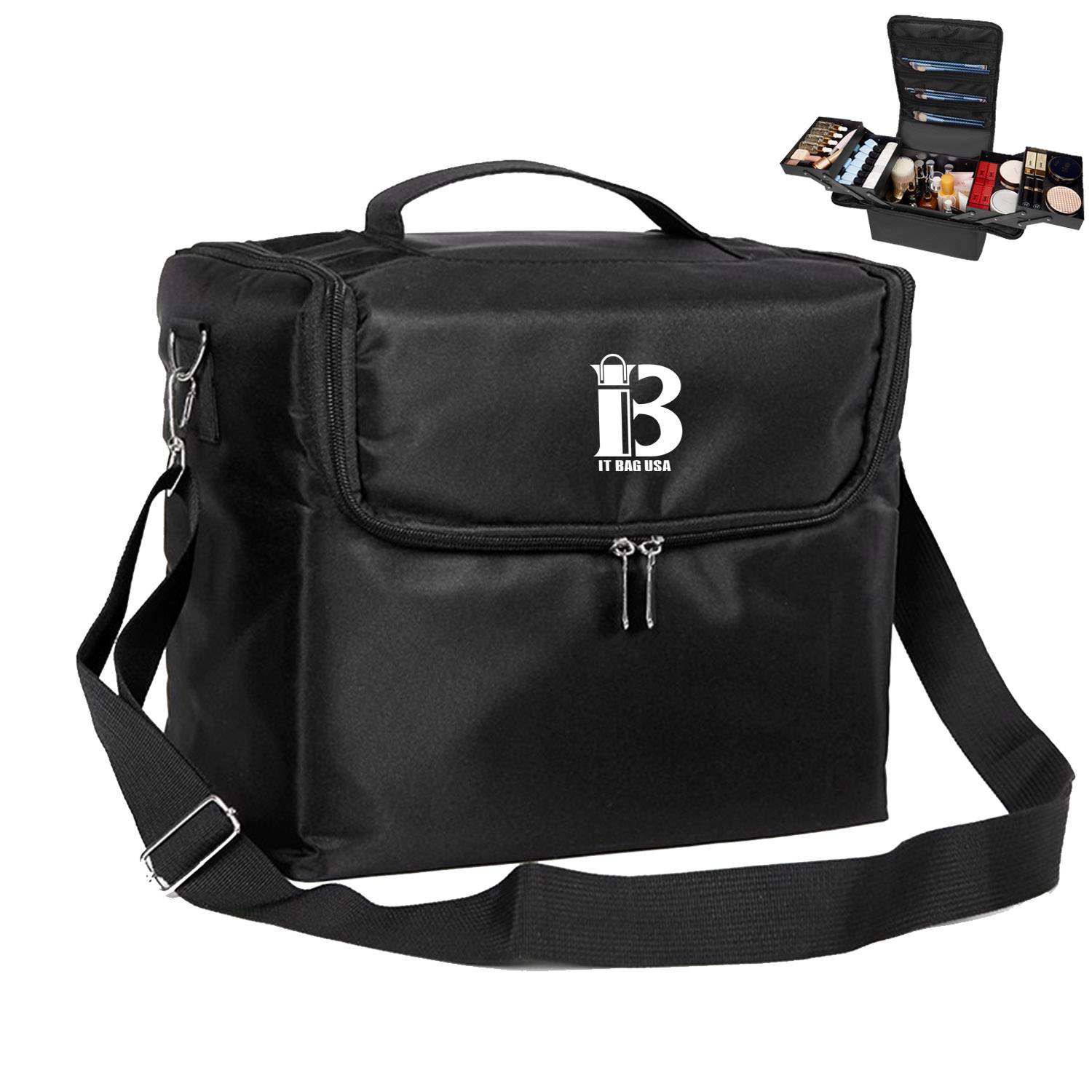 Black Travel Makeup Bag Storage Box For Women