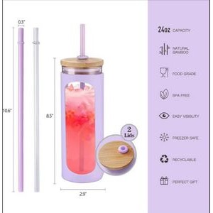 20oz/600ml Glass Water Bottles with Straw 3