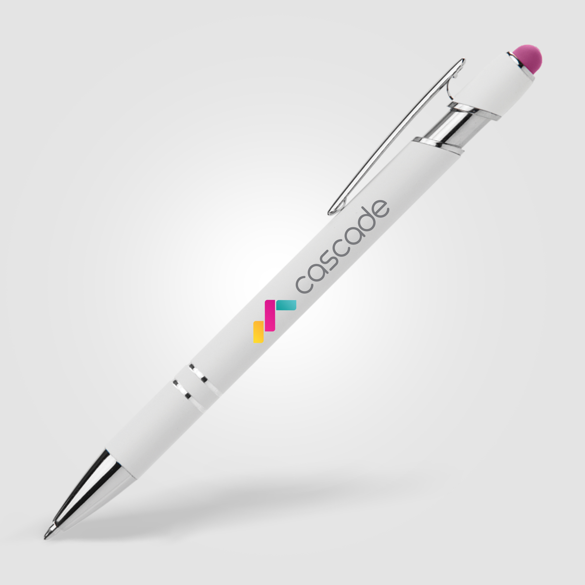 Ellipse Softy White Barrel Metal Pen w/ Stylus 13
