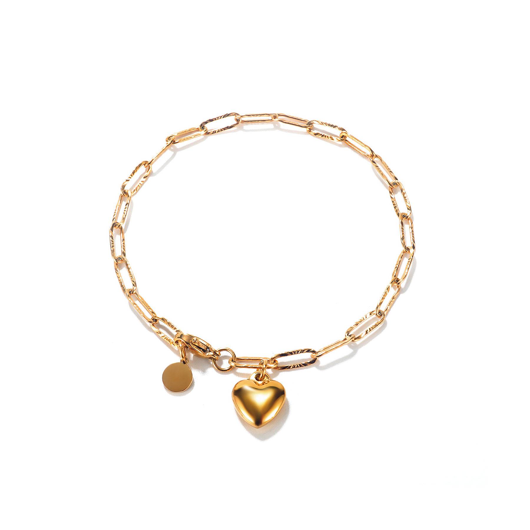 Heart Circle Pendant Stainless Steel Bracelet 7