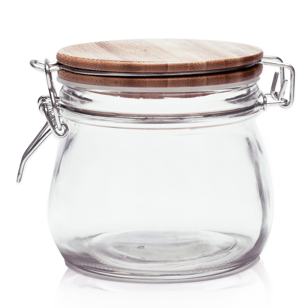 16 oz Glass Candy Jars with Wire Wooden Lids 8