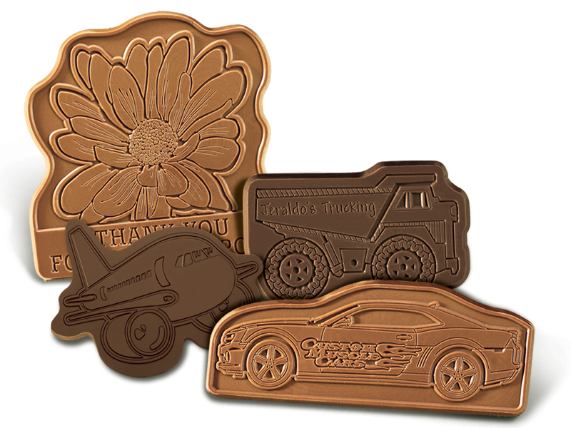 4"x4" Custom Decorated Chocolate Shape with Classic Custom Packaging 4