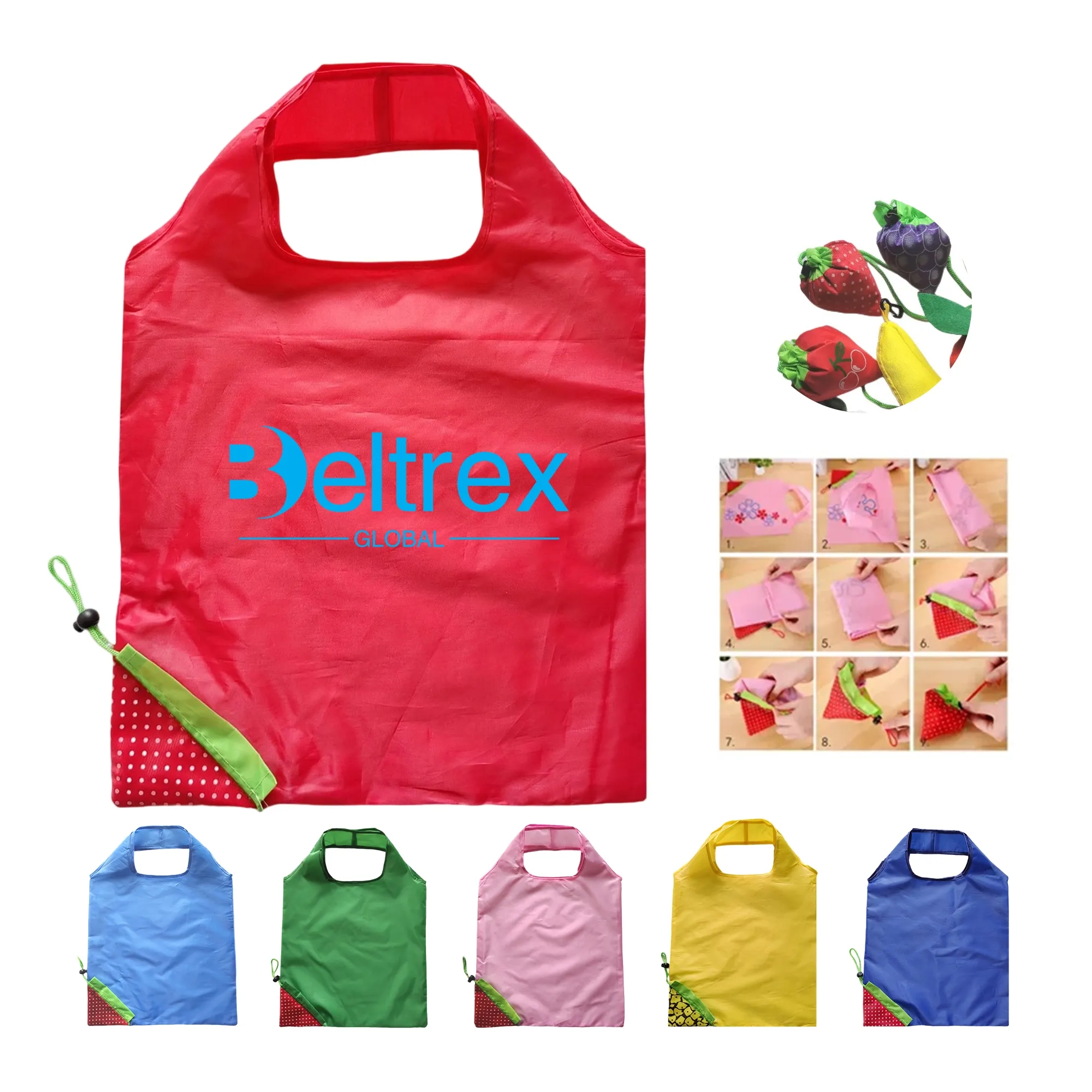 Foldable Strawberry-Shaped Shopping Bag for Eco-Friendly Use 7