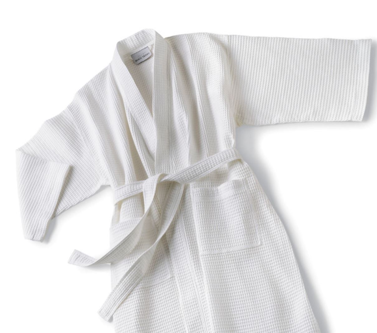 Short Kimono Collar Cotton/Poly Waffle Bathrobe 2