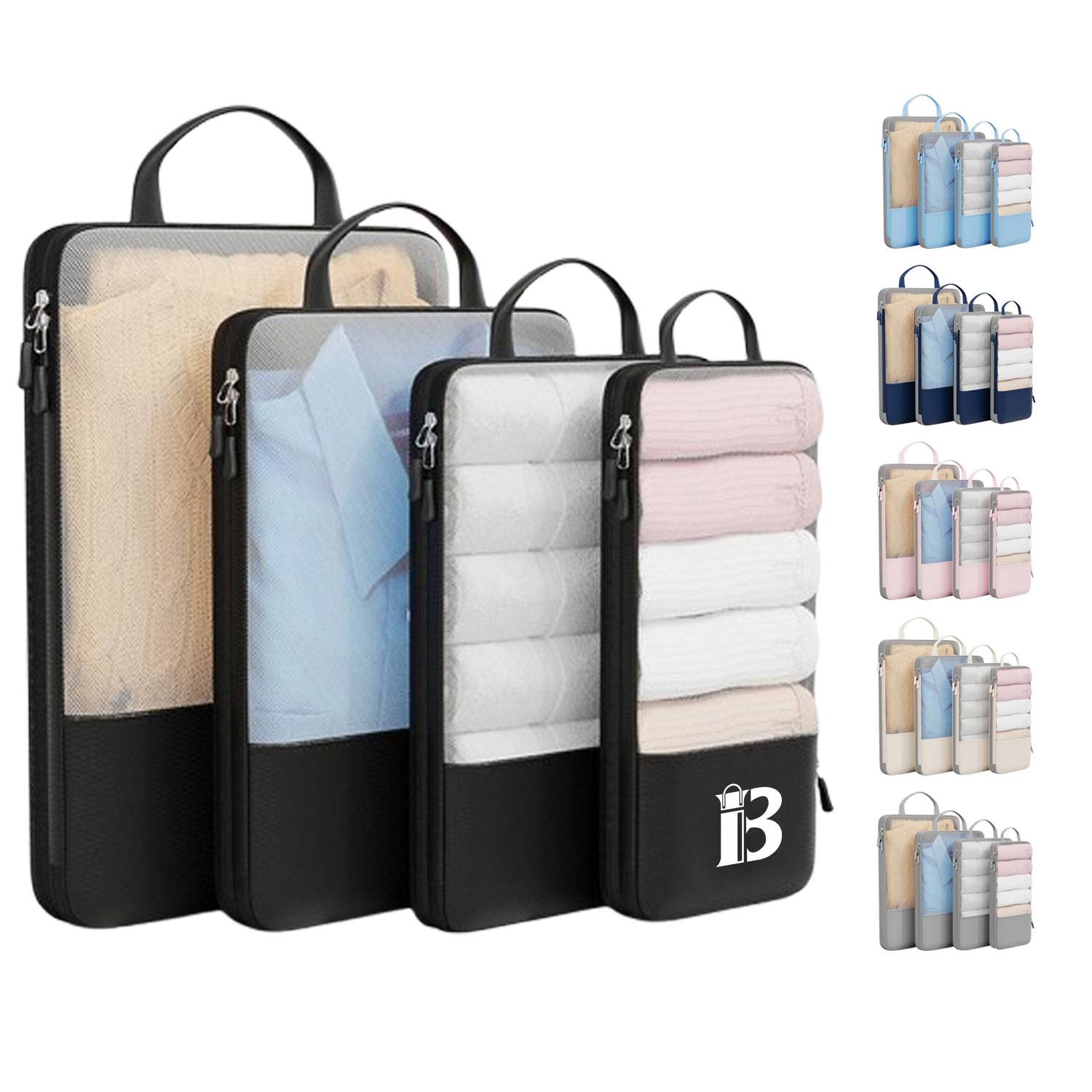 4-Pc Foldable Airflow Packing Bags - Luggage Organizers