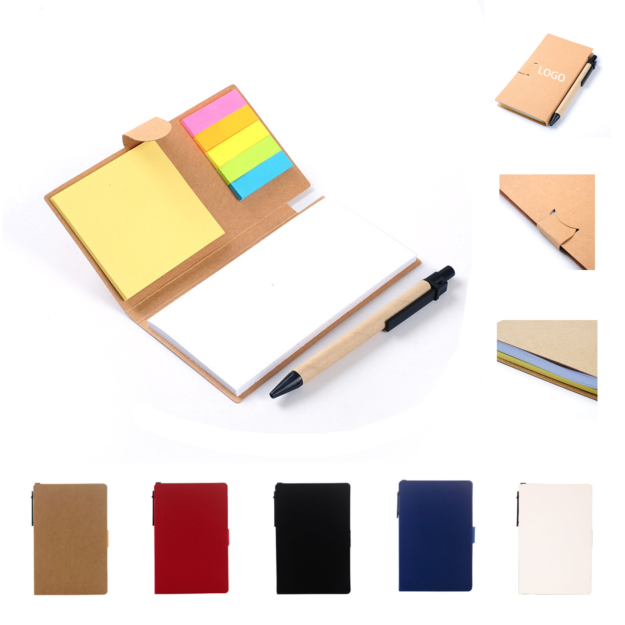 4" x 6" Recycle Sticky Jotter Notepad w/ Pen 7