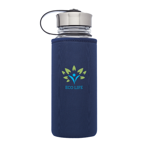 Kangaroo Glass Water Bottle - Neoprene Pouch Covering, 25 8