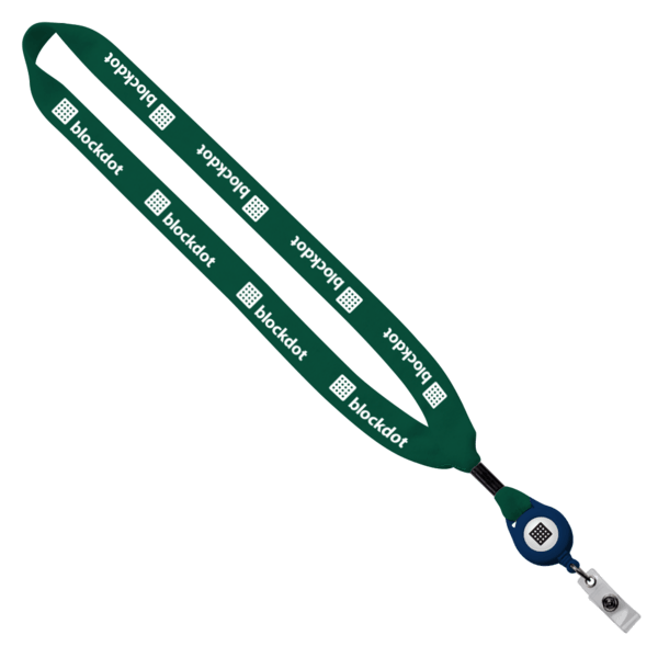 3/4" Cotton Lanyard with Metal Crimp & Retractable Badge Reel 34