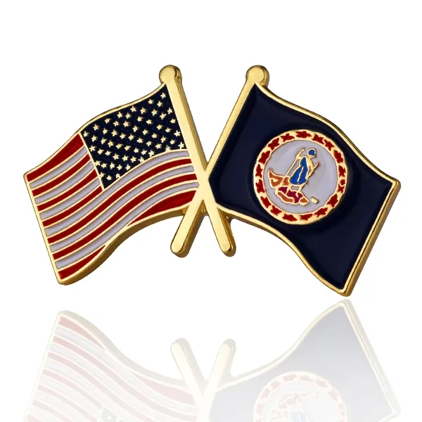 Stock Crossed Flag Pin (USA & USA) 47