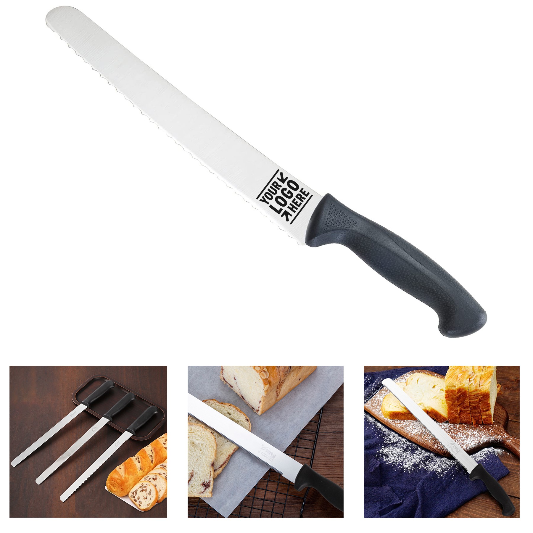 10 Inch Wide Wavy Edge Stainless Steel Bread Knife 1