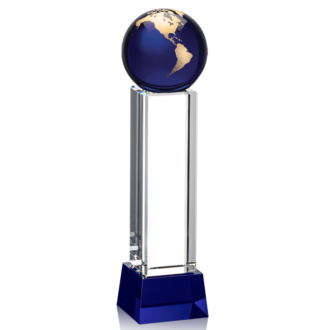 Luz Globe Award on Base - Blue/Gold 13