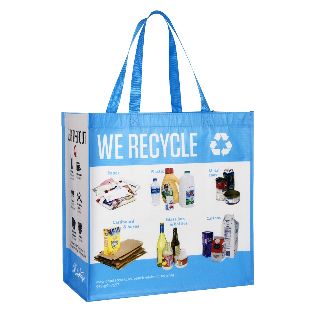 Full-Color Printed 150g Laminated RPET (recycled from plastic bottles) Recycling Bag15"x15"x8" 2