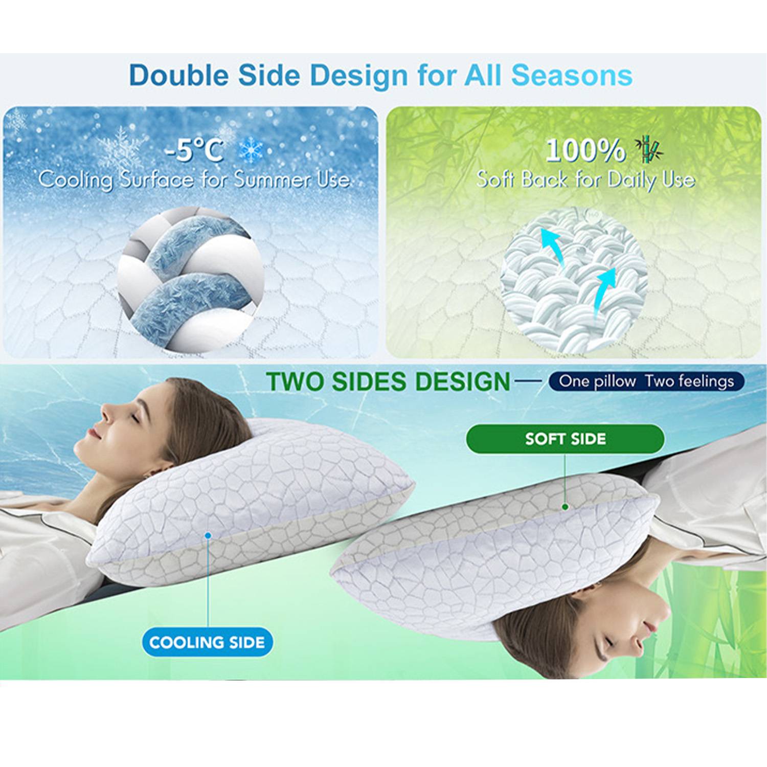 Cooling Memory Foam Pillow – Neck Support & Fiber Fill 5