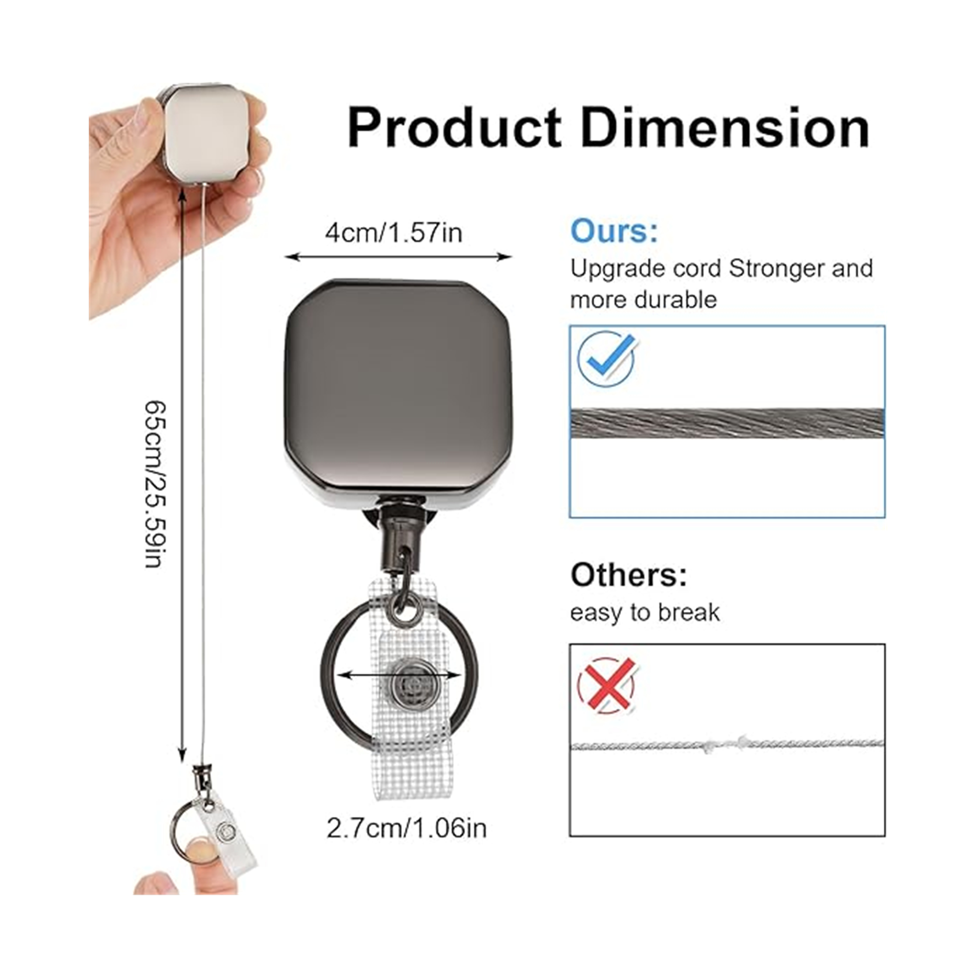 Square Retractable Badge Holders With Belt Clip 4