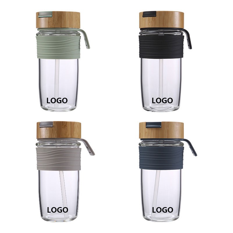 Glass Coffee Mug Cup With Bamboo Lids And Silicone Sleeve 5