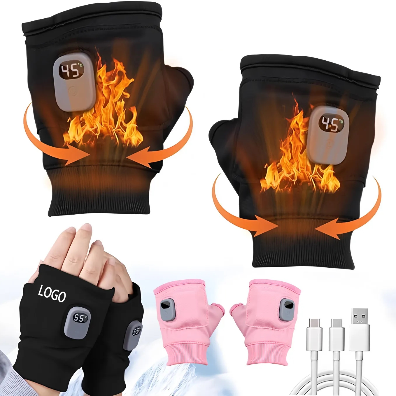 Custom Heated Gloves with Digital Display for Men & Women - Bulk Wholesale 6
