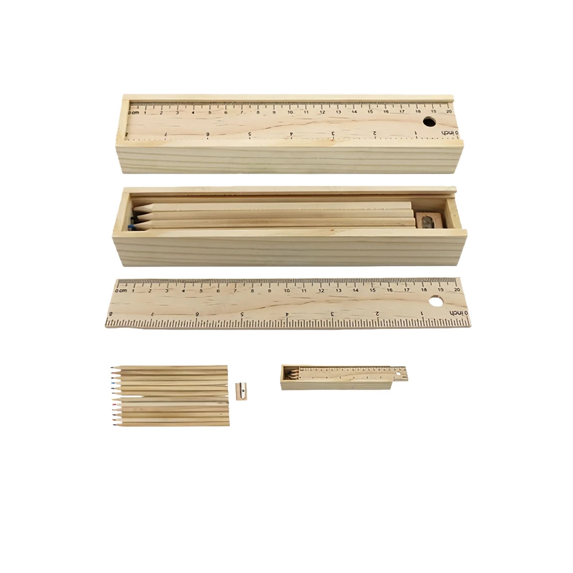 12-Piece Colored Pencil Wooden Set With Ruler & Pencil Sharp 5