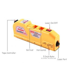 Multi Laser Level Tape Ruler With Triple Positioned Leveling Bubble 2