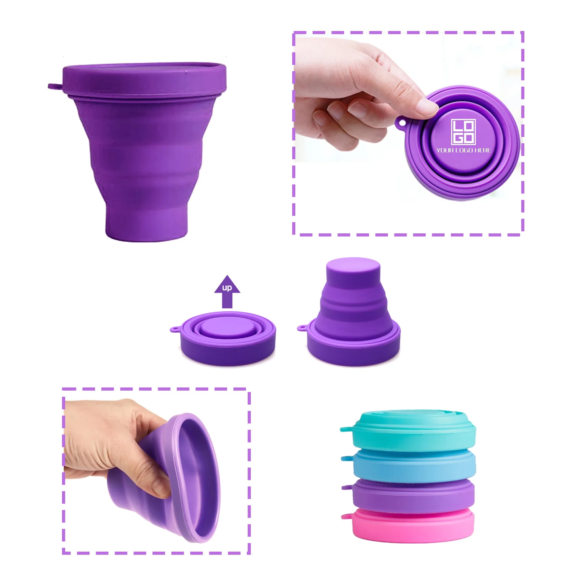 Collapsible Silicone Camping Cup 70z/200ml