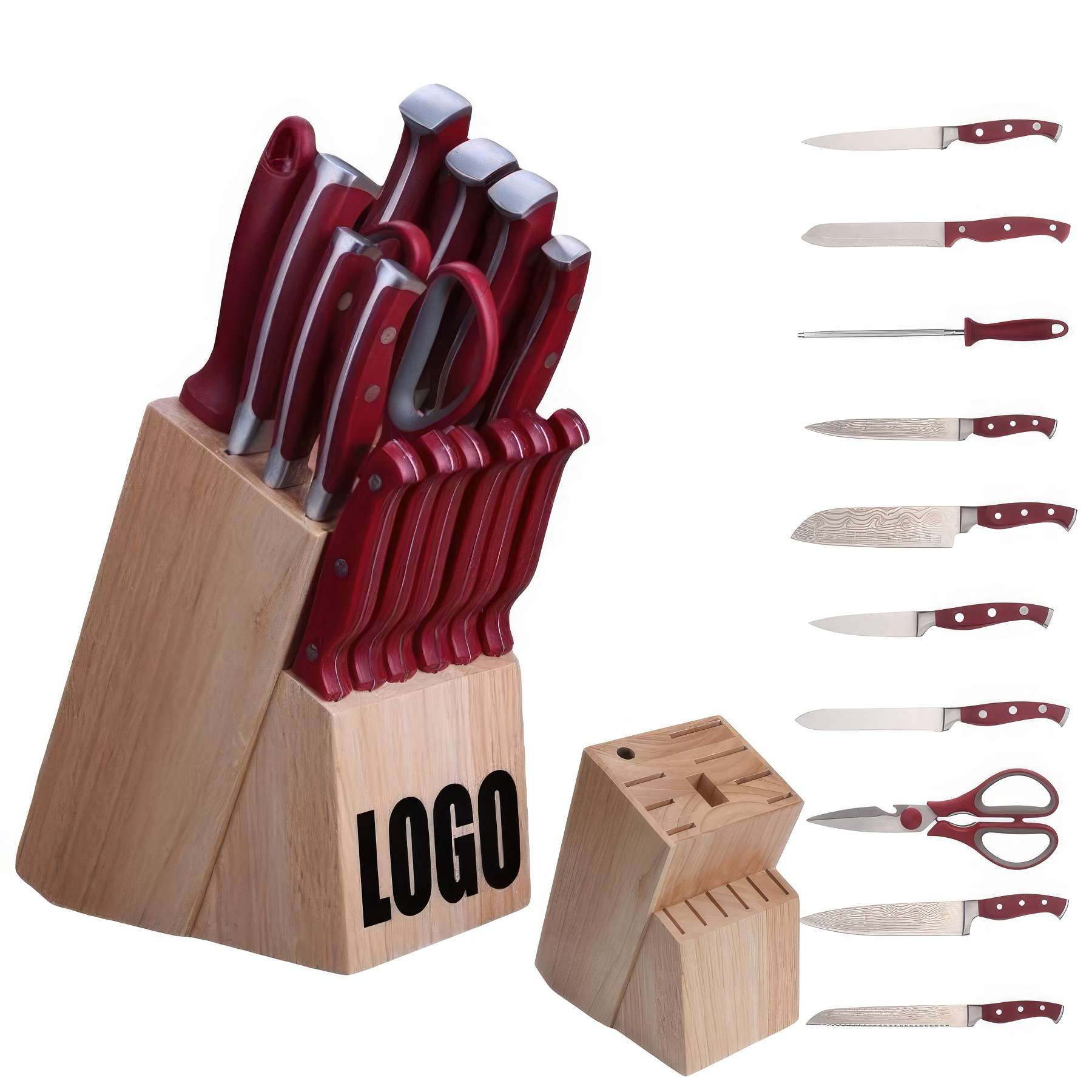 16 PCS Stainless Steel Kitchen Knife Set with Wooden Stand 2