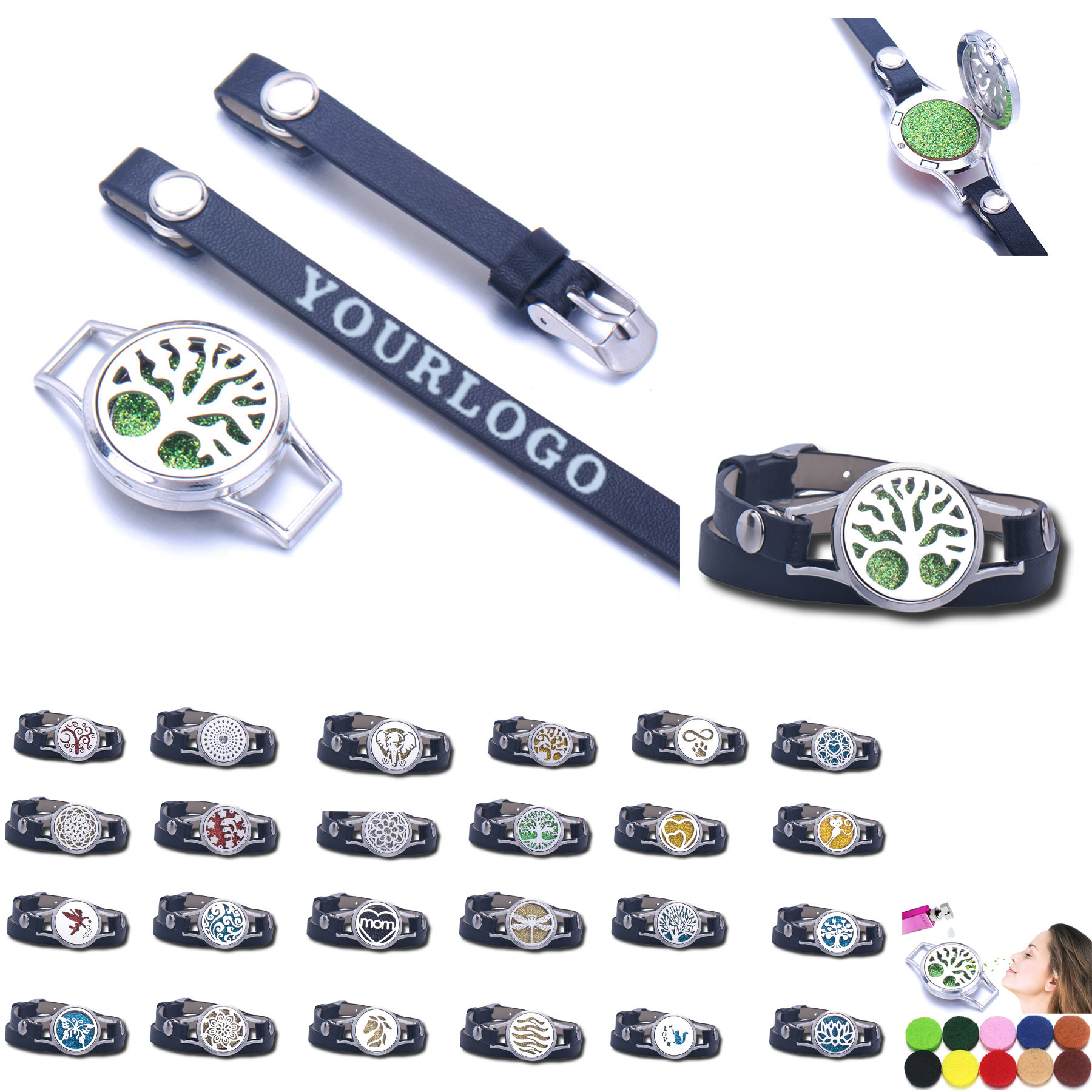 Stainless Steel Floral Aromatherapy Bracelet 2