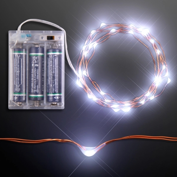 118" White LED String Lights, Battery Operated 1