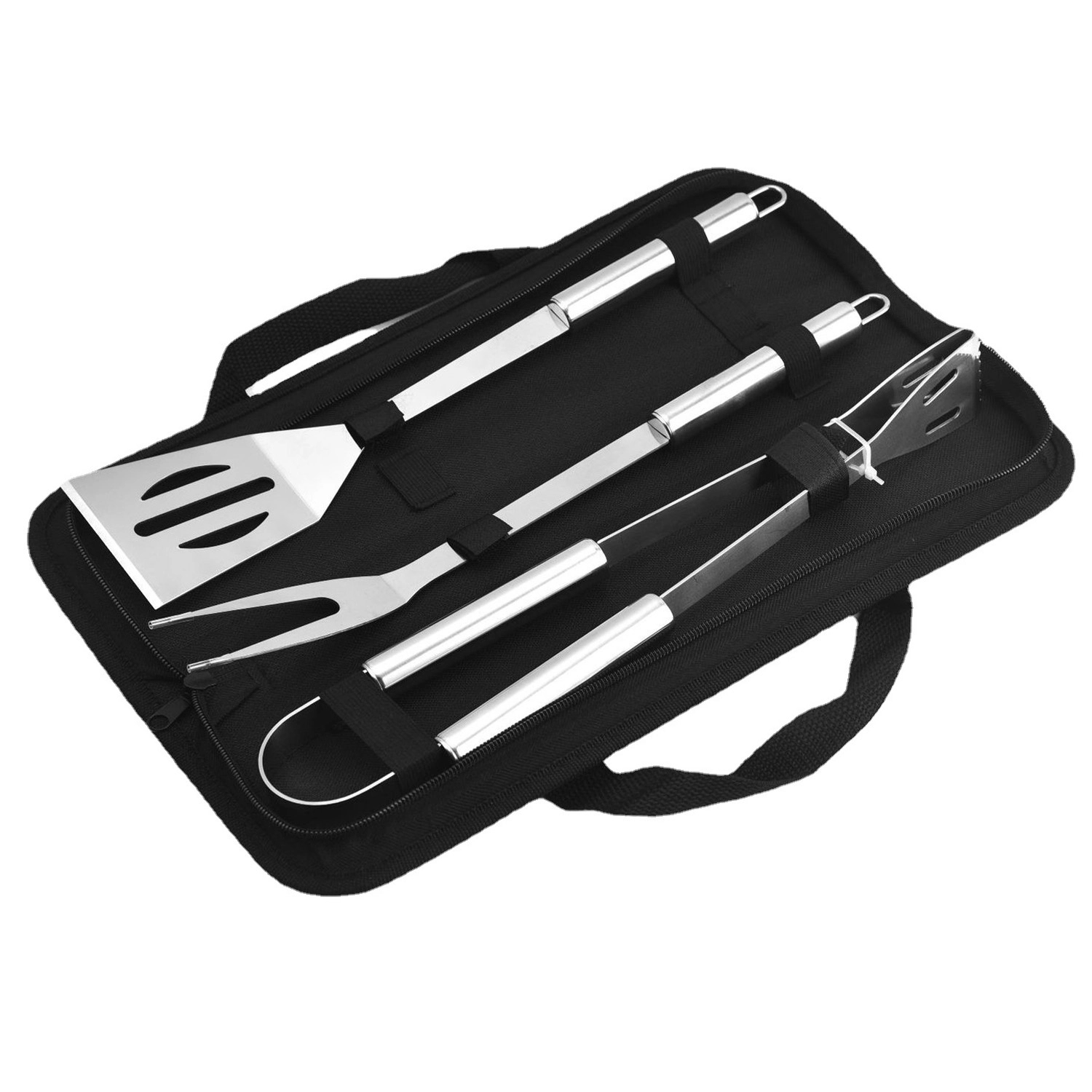 3 Piece Stainless Steel Bbq Set With Storage Bag 2