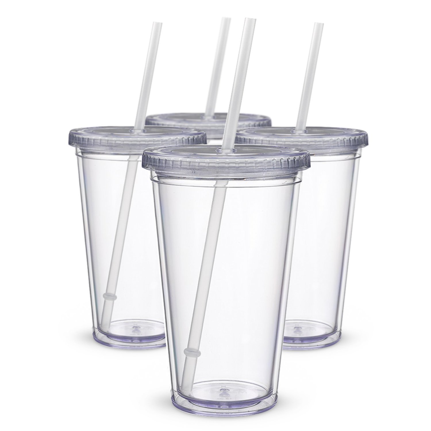 16 Oz. Double Wall Plastic Tumbler w/Straw 2