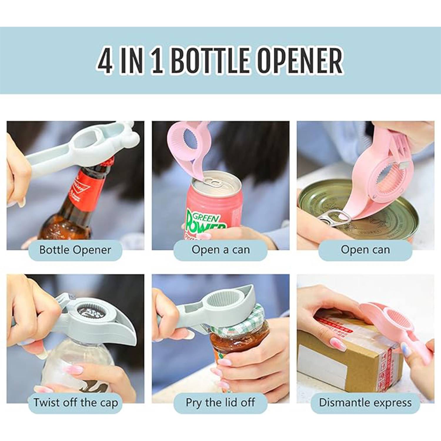Multi-Use 4-in-1 Bear Non-Slip Labor Saving Bottle Opener, custom kitchen gadget with logo imprint 9