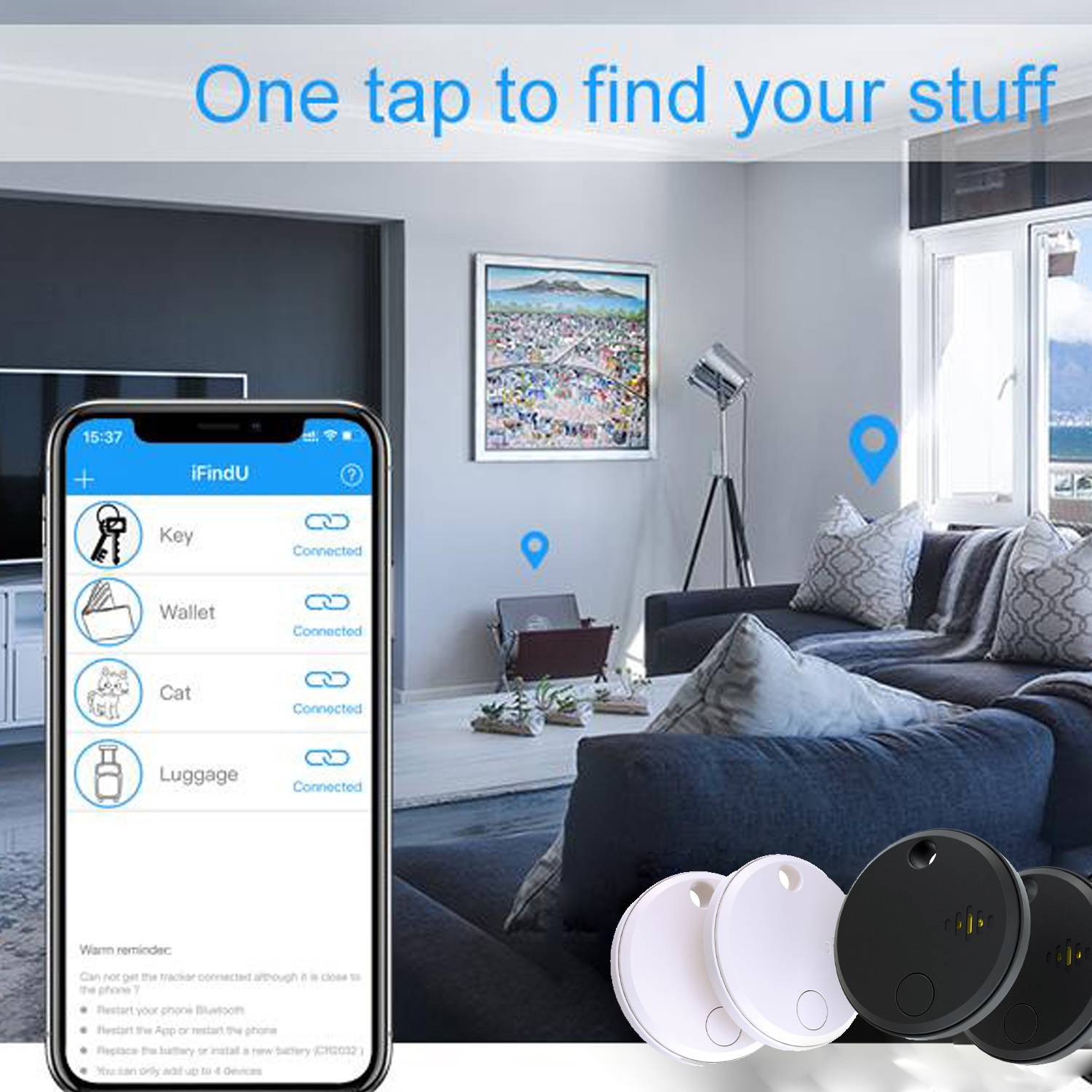 Car Key Wallet Circular Bluetooth Positioning Tracker 4