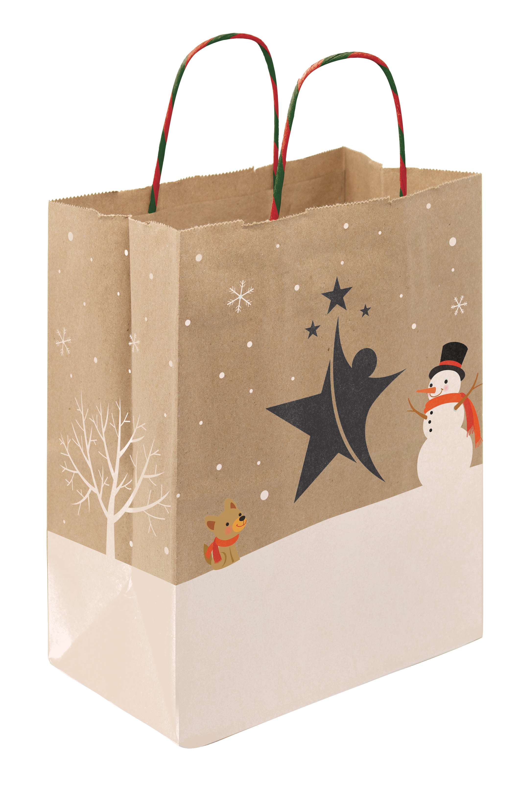 Full Color Natural Brown Holiday Handle Shopper 8.5" x 10.25" x 5" 1