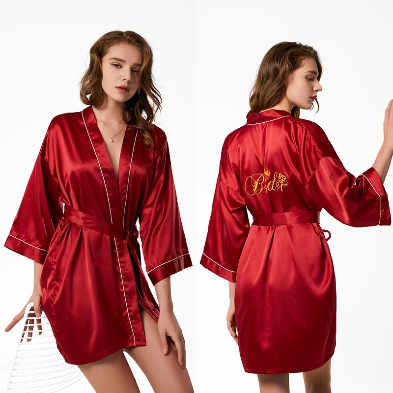 Women's Satin Robe,Silky Kimono Bathrobe 6