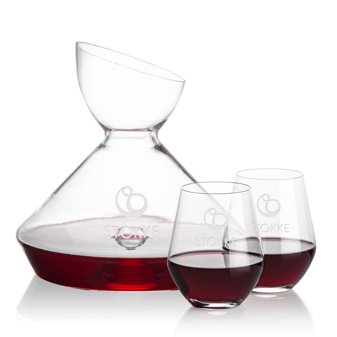 Woodbury Carafe & Reina Stemless Wine 8