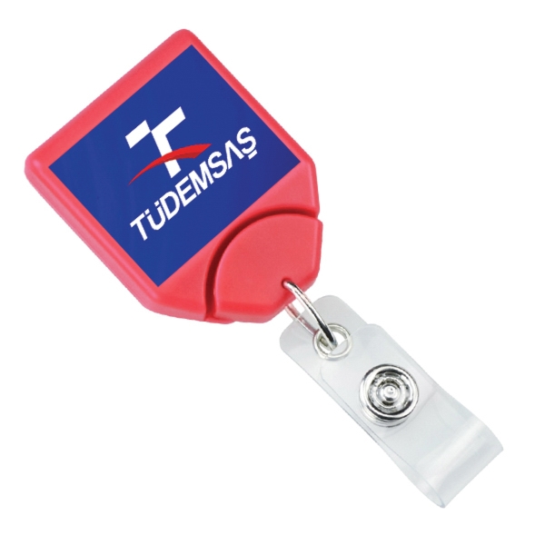 Custom Square Badge Reel w/ Swivel Clip Belt Clip, promotional clip with logo imprint 2